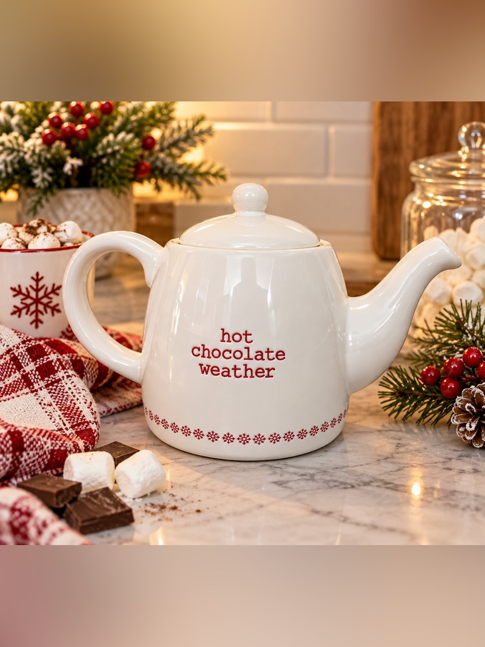 Joseph A. “Hot Chocolate Weather” Ceramic Teapot